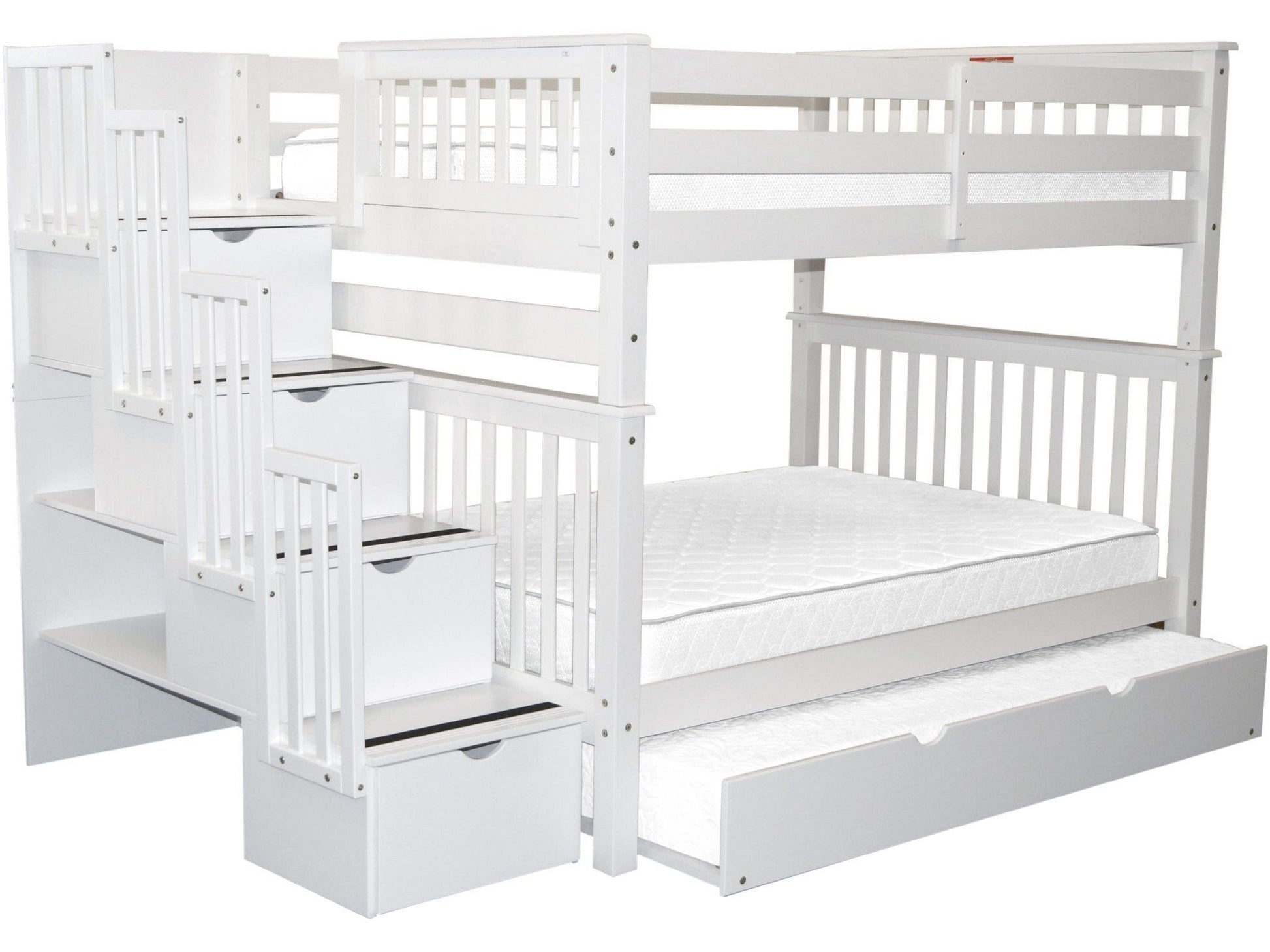 Bunk Bed Full over Full Stairway White with Trundle for only $1248