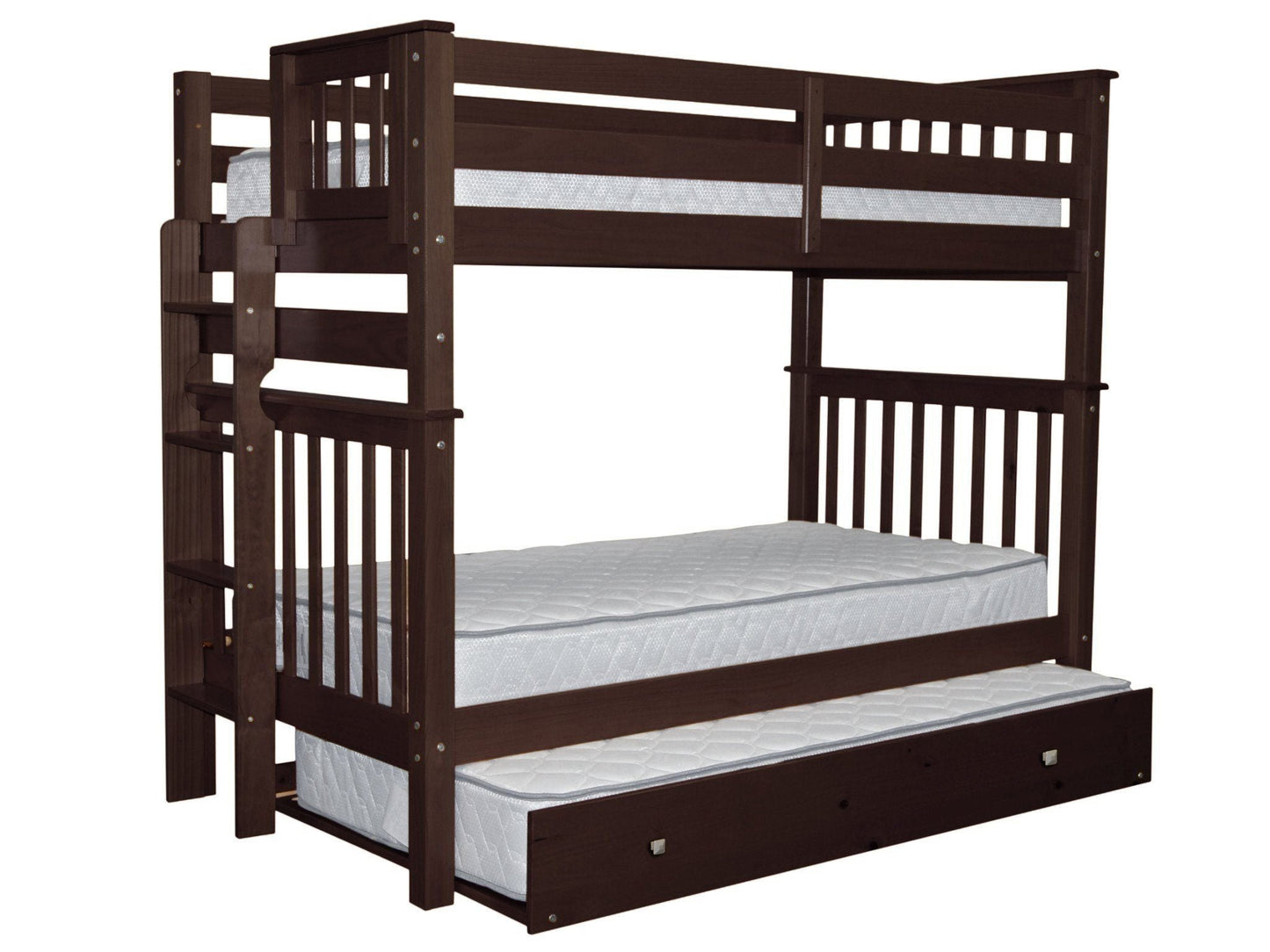 Bunk Bed Tall Twin over Twin End Ladder Dark Cherry with Trundle for only $639