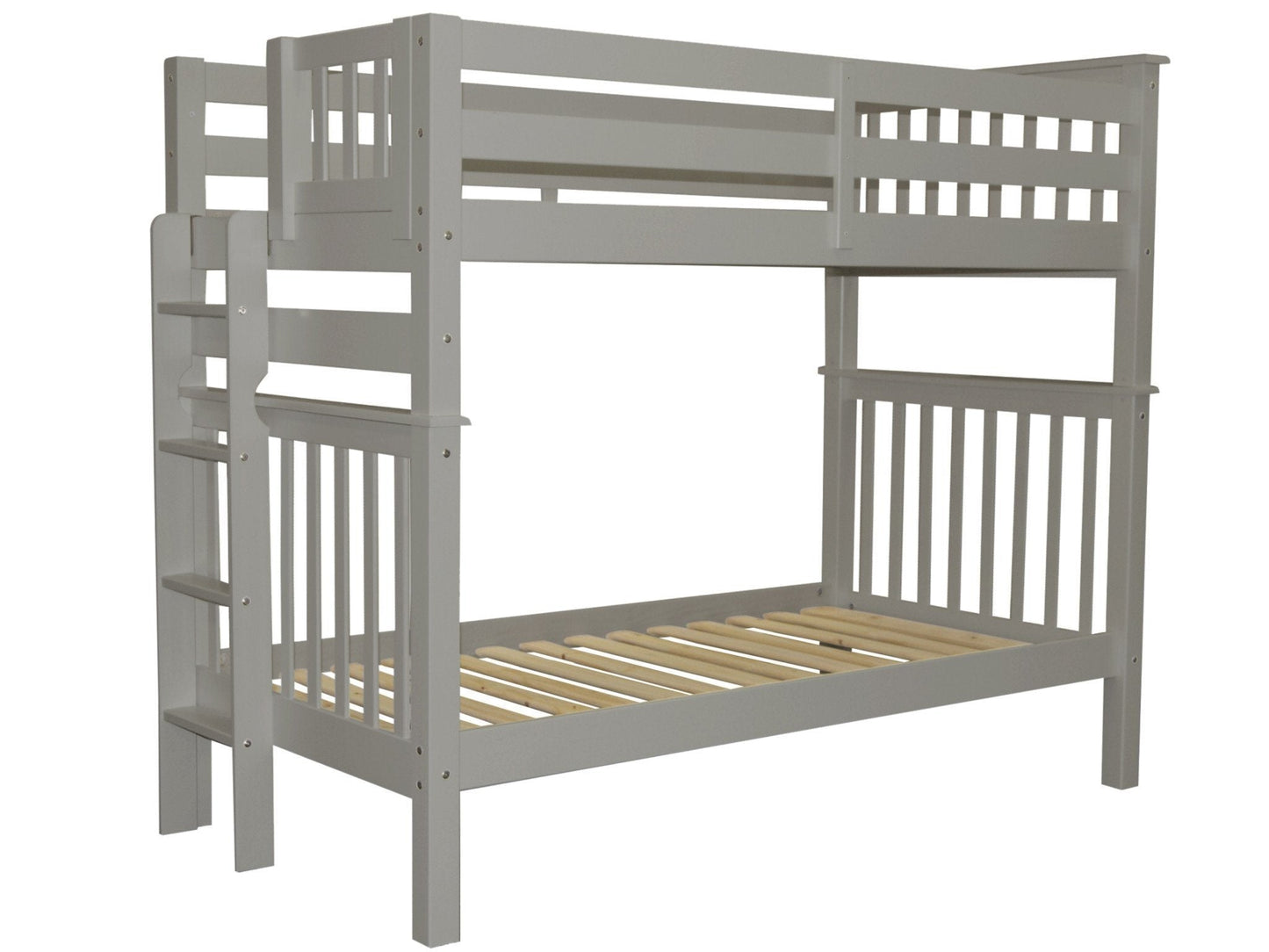 Tall Twin over Twin Bunk Gray with End Ladder