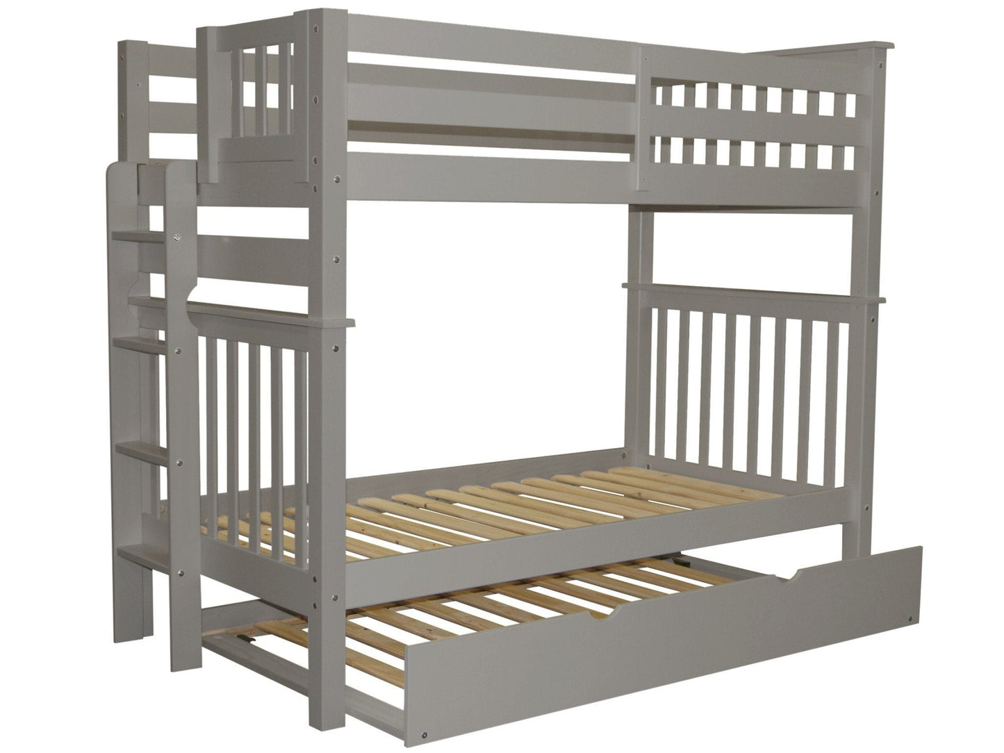 Bunk Bed Tall Twin over Twin End Ladder Gray with Trundle