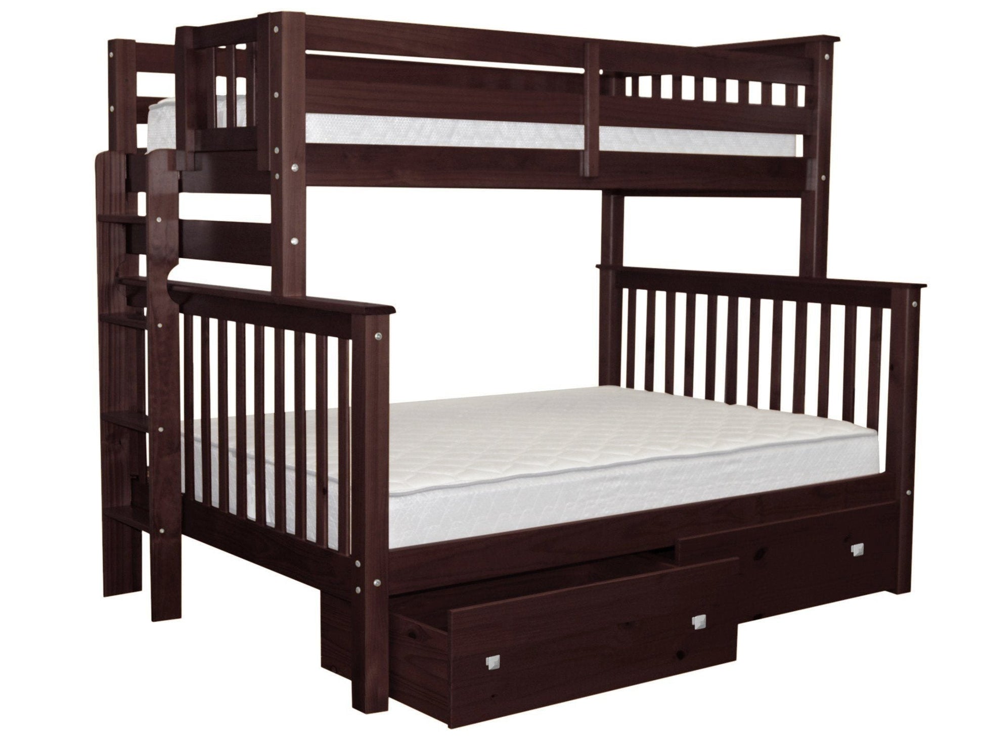 Bunk Bed Twin over Full End Ladder Dark Cherry with Drawers for only $699