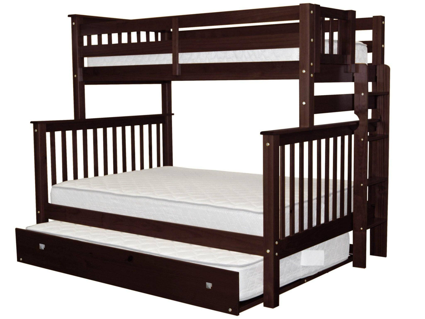 Bunk Bed Twin over Full End Ladder Dark Cherry with Full Trundle for only $449