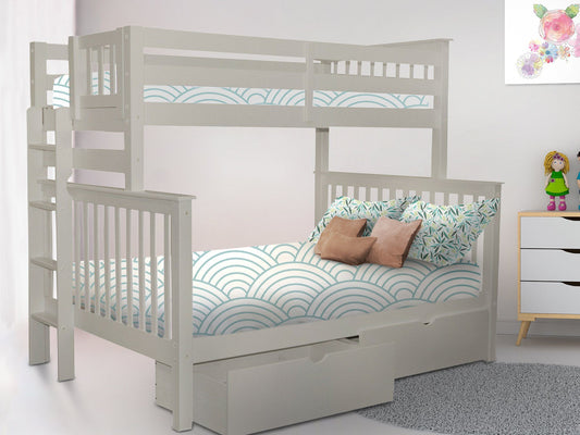 Enhance your kids bedroom with this Twin over Full Bunk Bed with End Ladder and 2 Under Bed Drawers in Gray