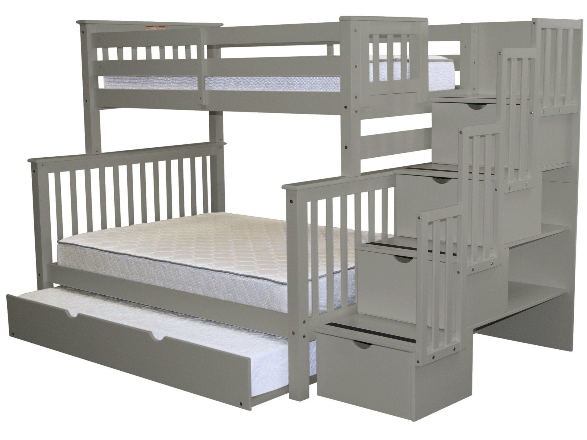 Bunk Beds Twin over Full Stairway Gray with Full Trundle for only $998