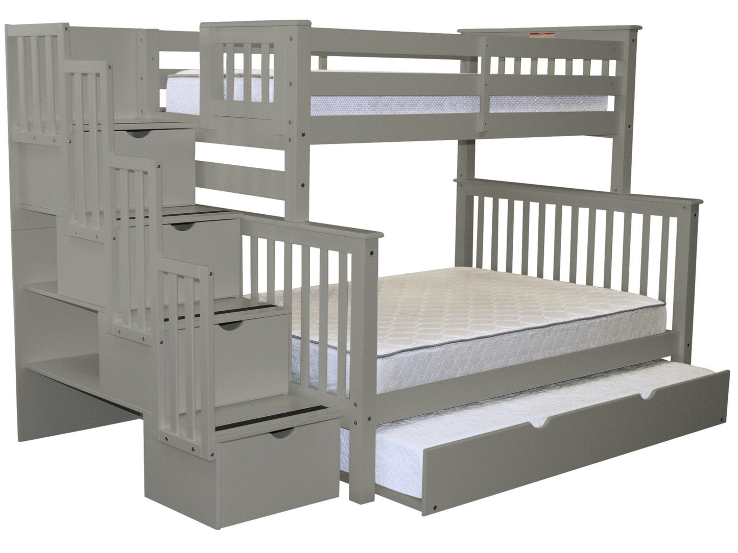 Bunk Beds Twin over Full Stairway Gray with Trundle for only $998