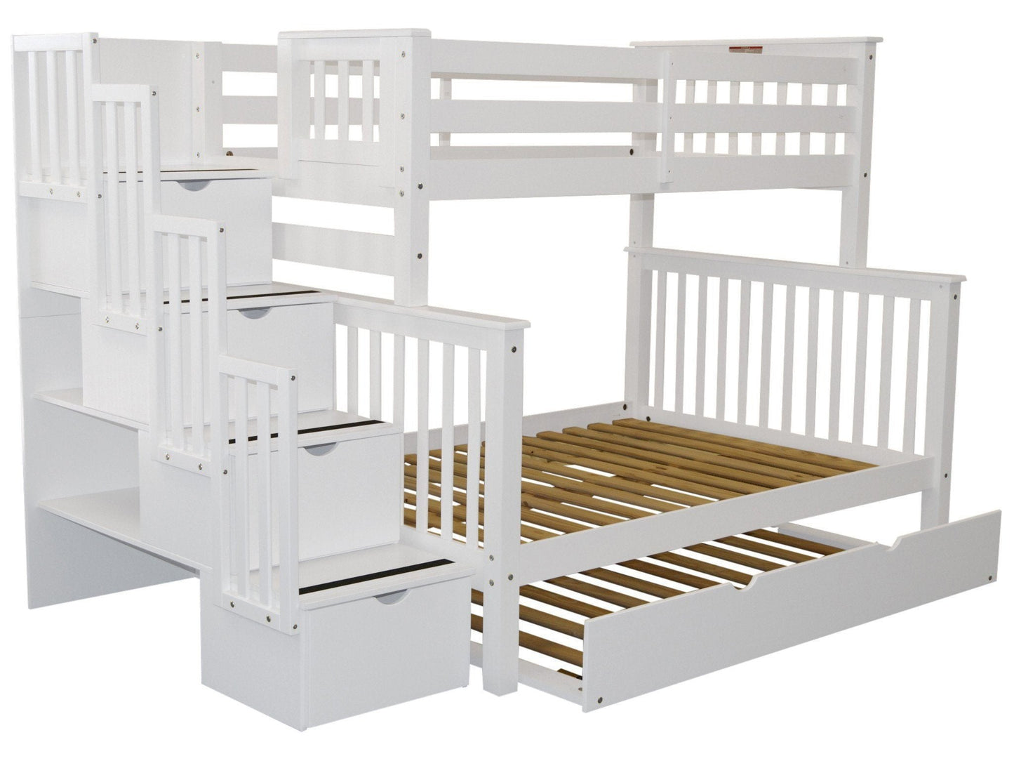 Bunk Beds Twin over Full Stairway White with Trundle