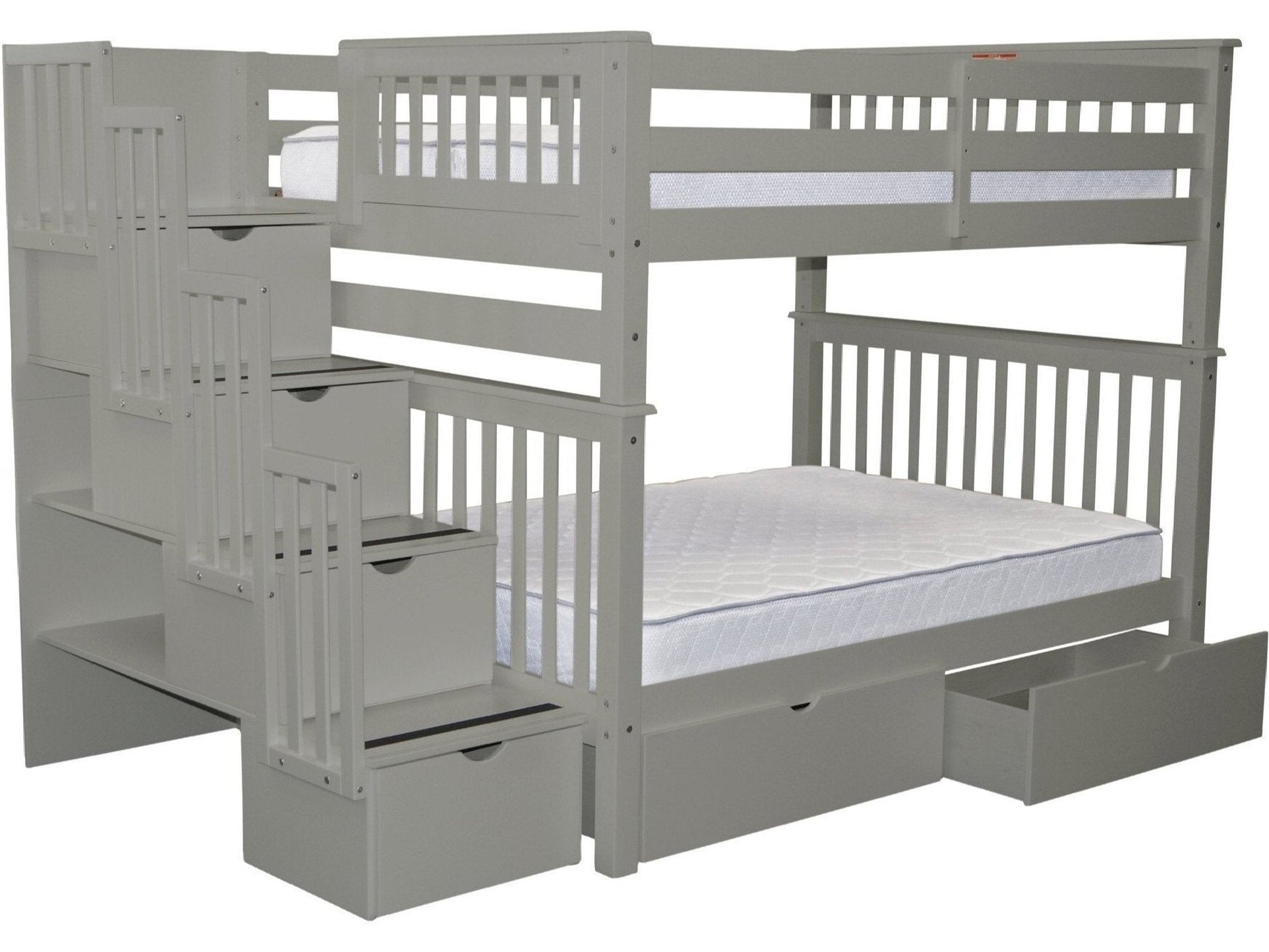 Bunk Bed Full over Full Stairway Gray with Drawers for only $1098