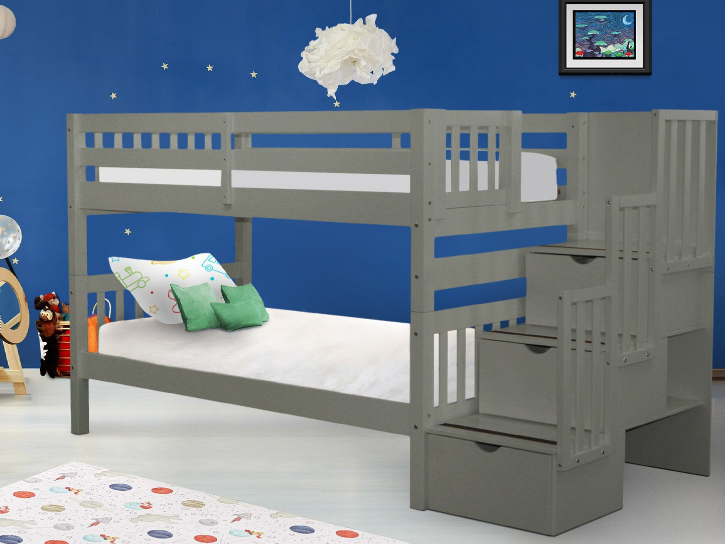 Bunk Bed Twin over Twin Stairway Gray for only $649