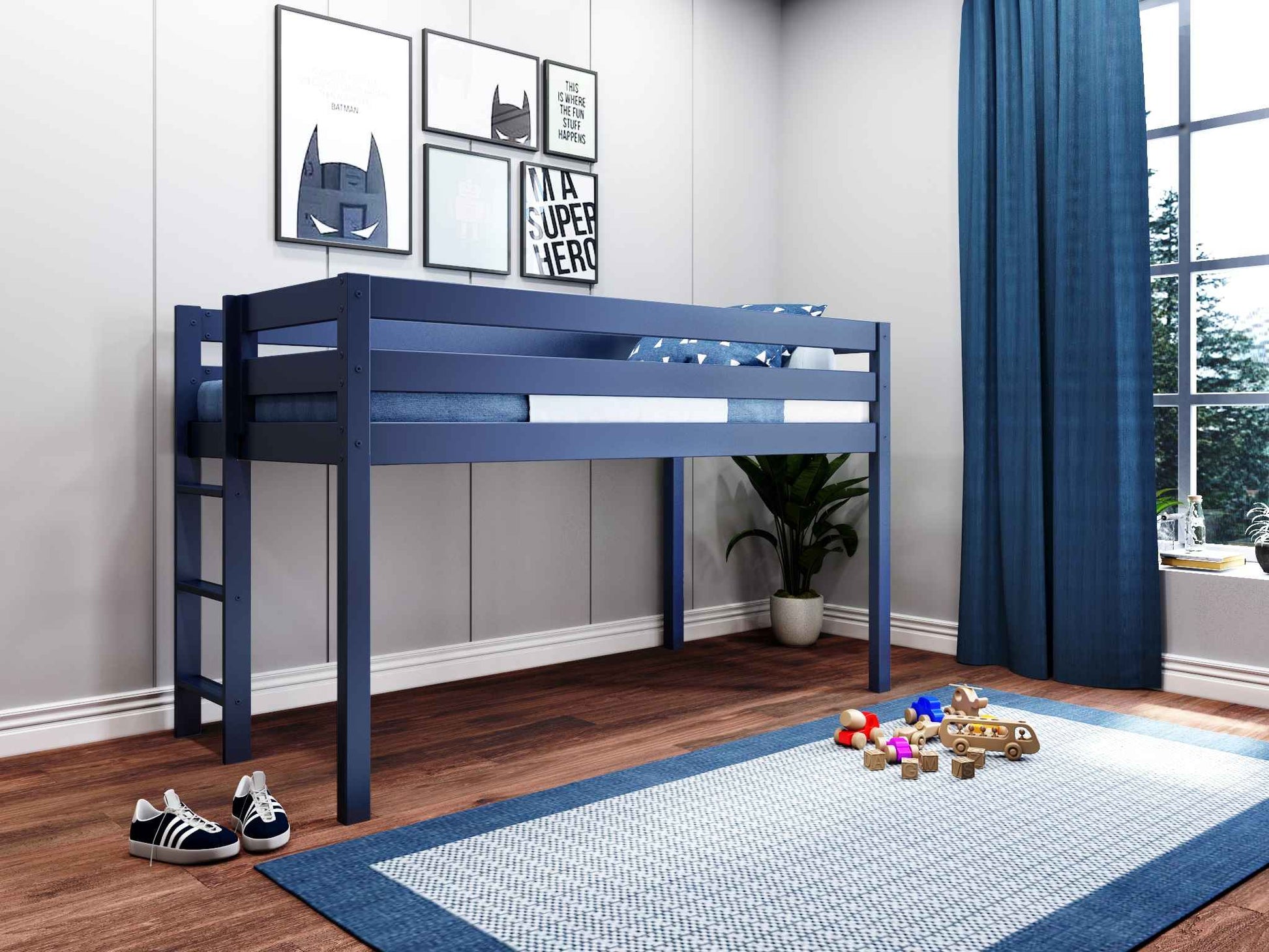 Low loft bed when you need that little extra space in the bedroom