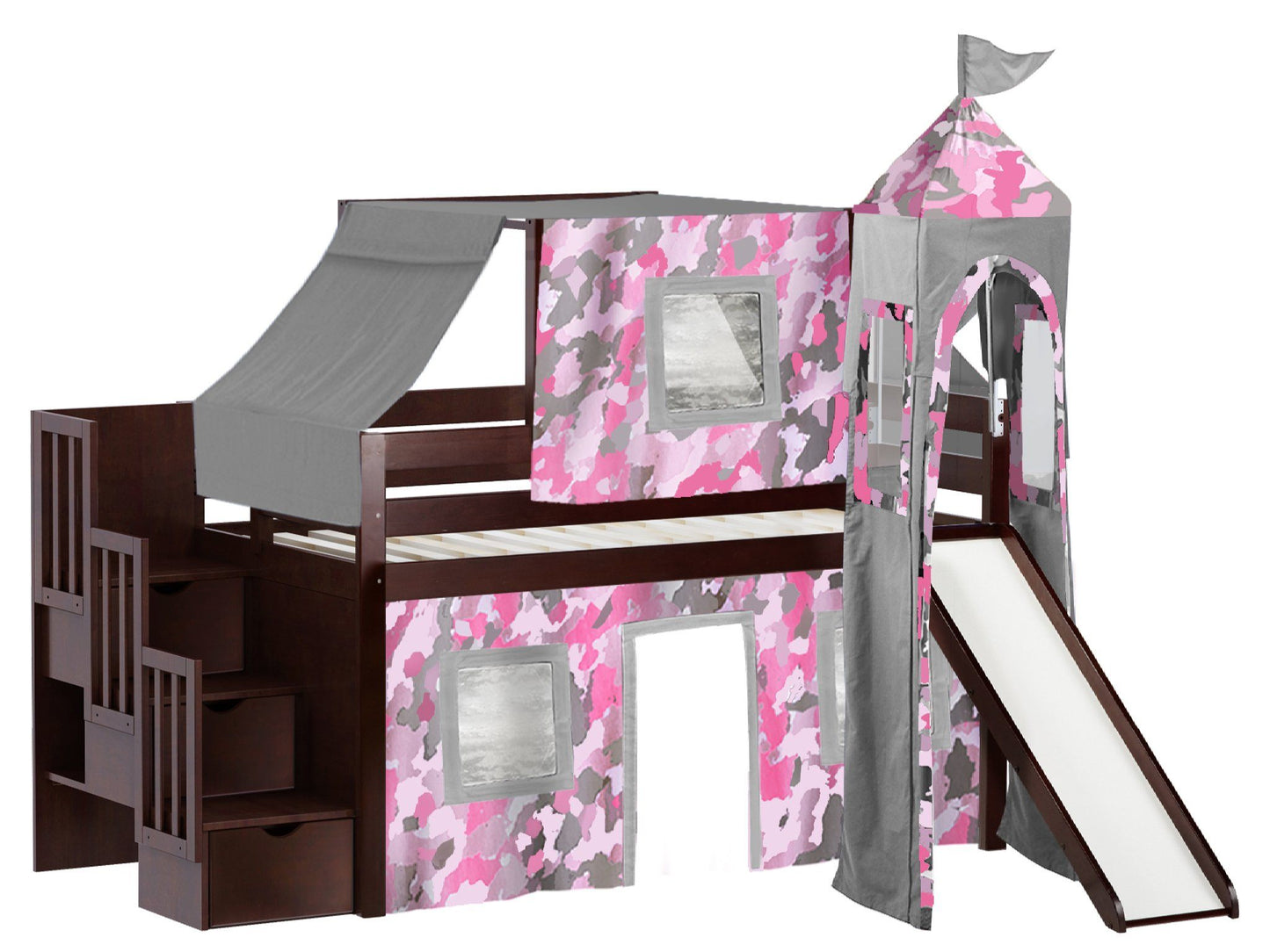 Stairs can be positioned on the right or the left