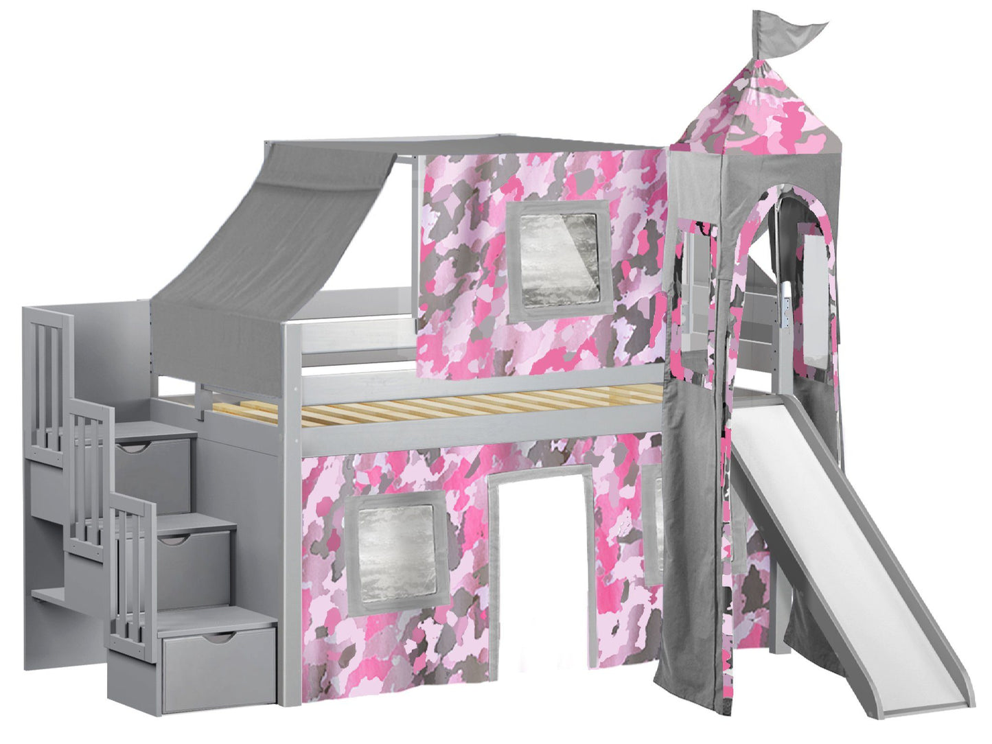 Stairs can be positioned on the right or the left
