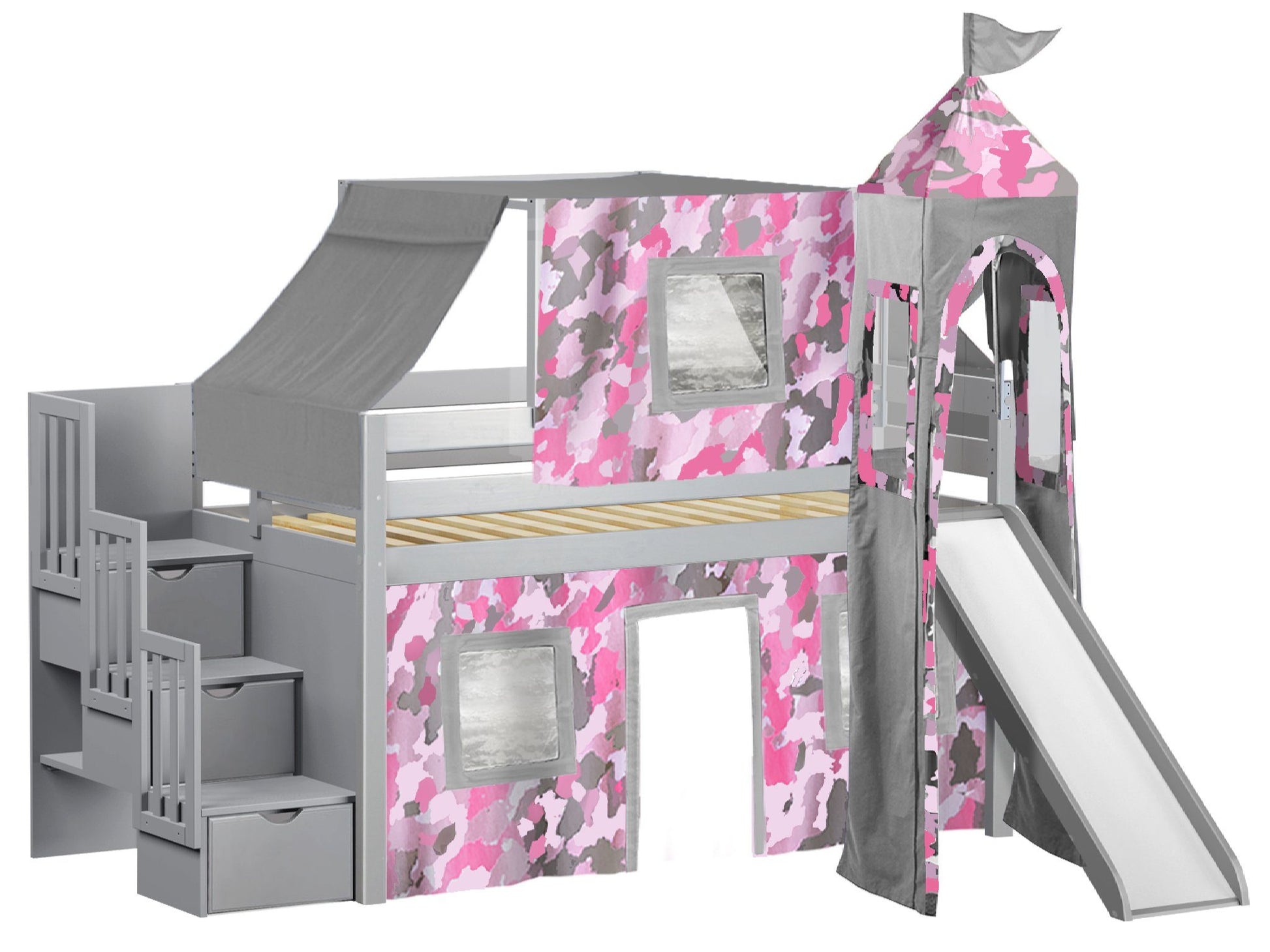 Stairs can be positioned on the right or the left