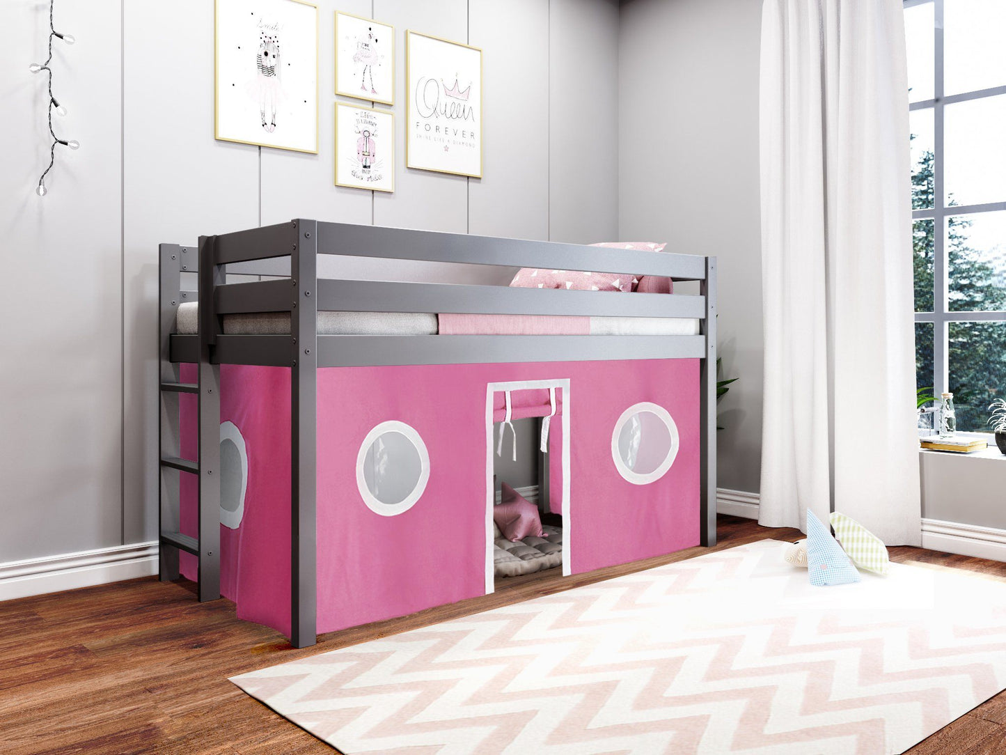 Low loft bed when you need that little extra space in the bedroom