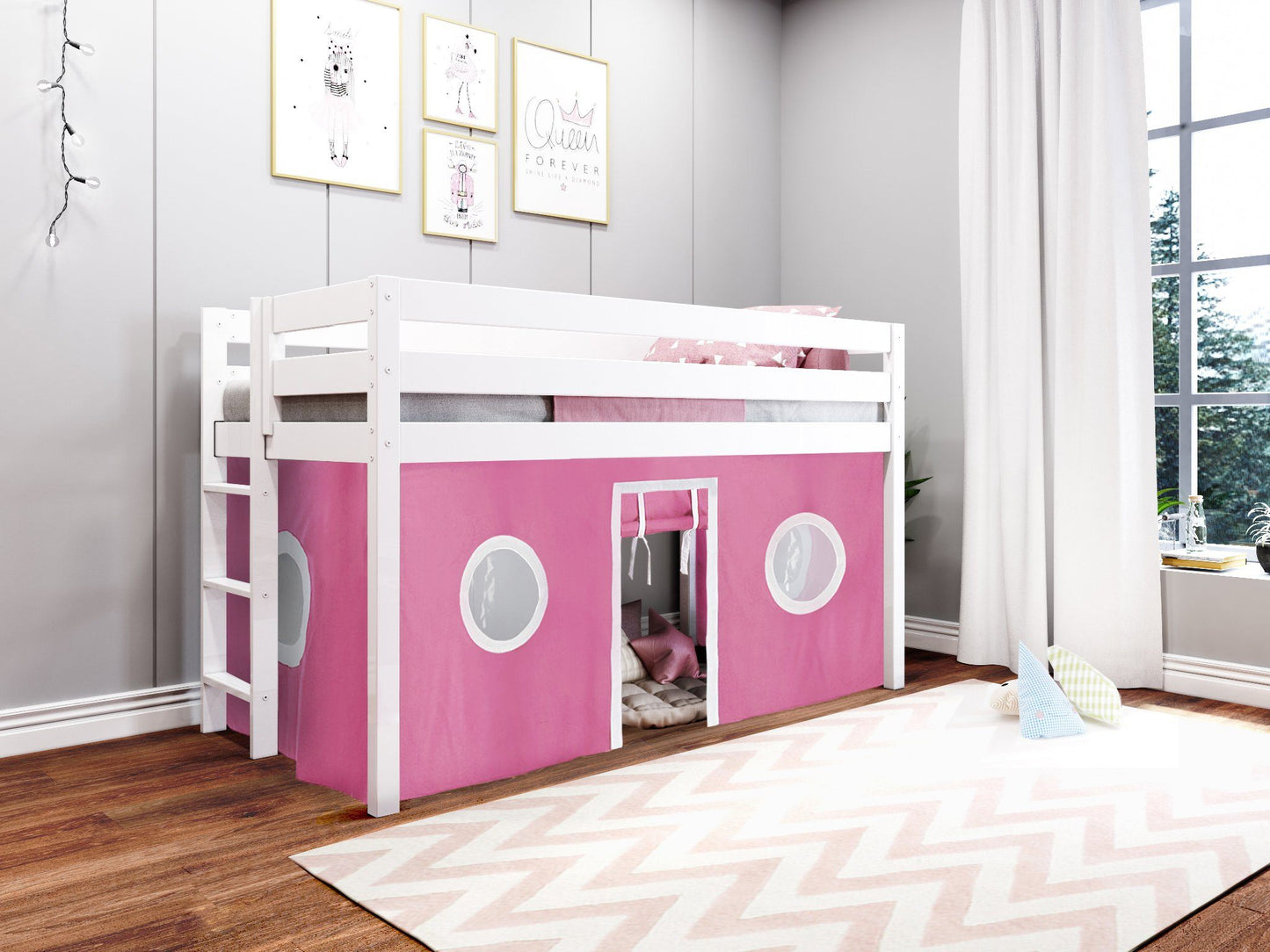 Low loft bed when you need that little extra space in the bedroom