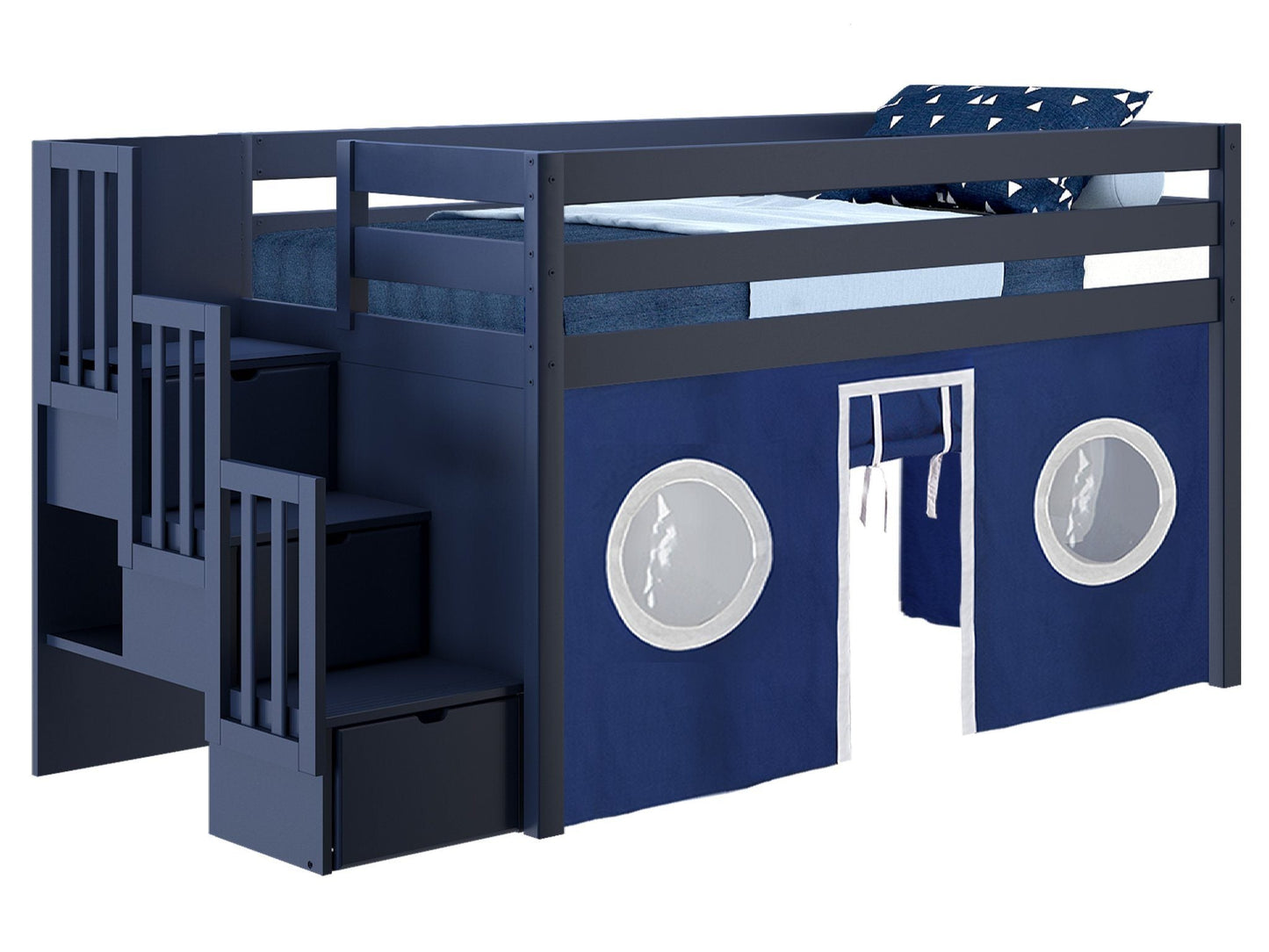Stairway can be placed on the right or the left of the bed