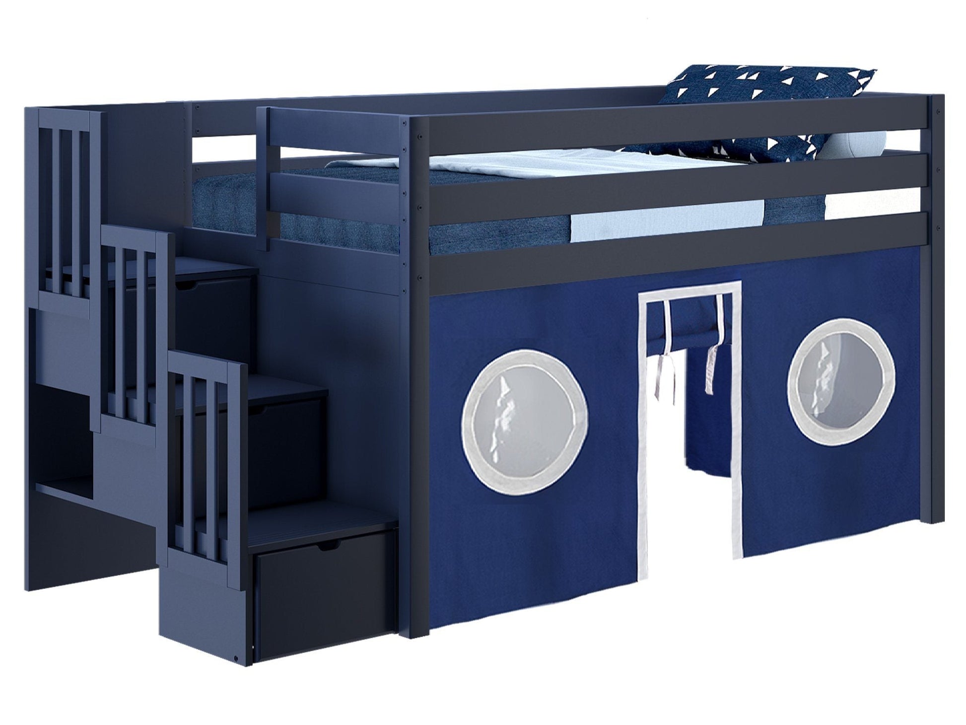 Stairway can be placed on the right or the left of the bed