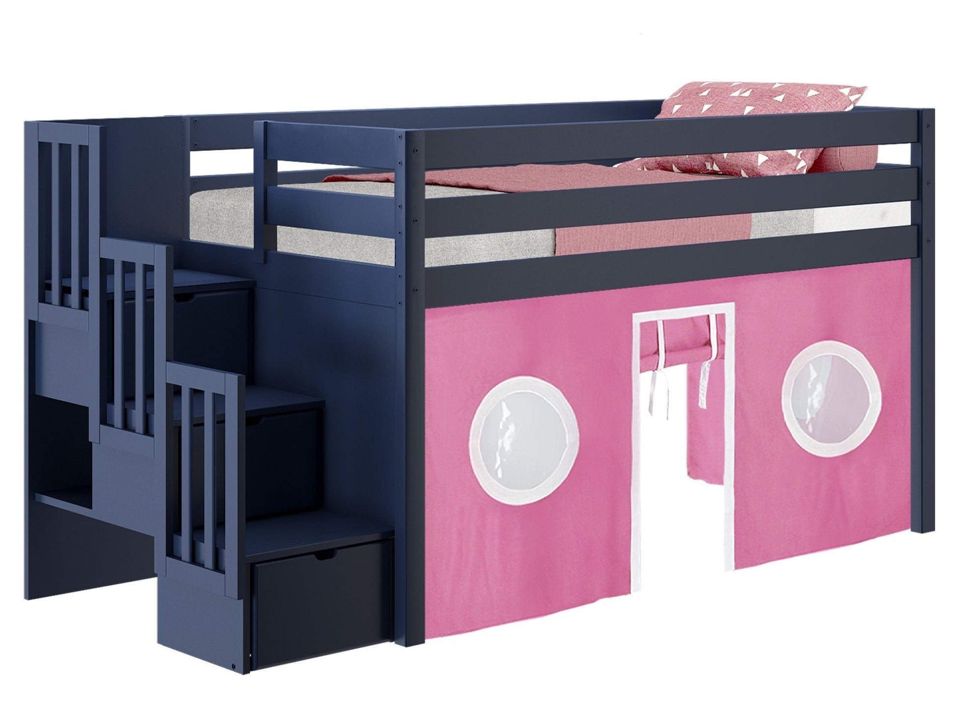 Stairway can be placed on the right or the left of the bed