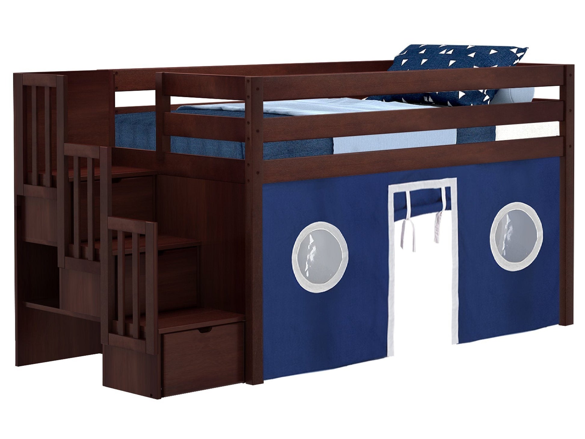 Stairway can be placed on the right or the left of the bed