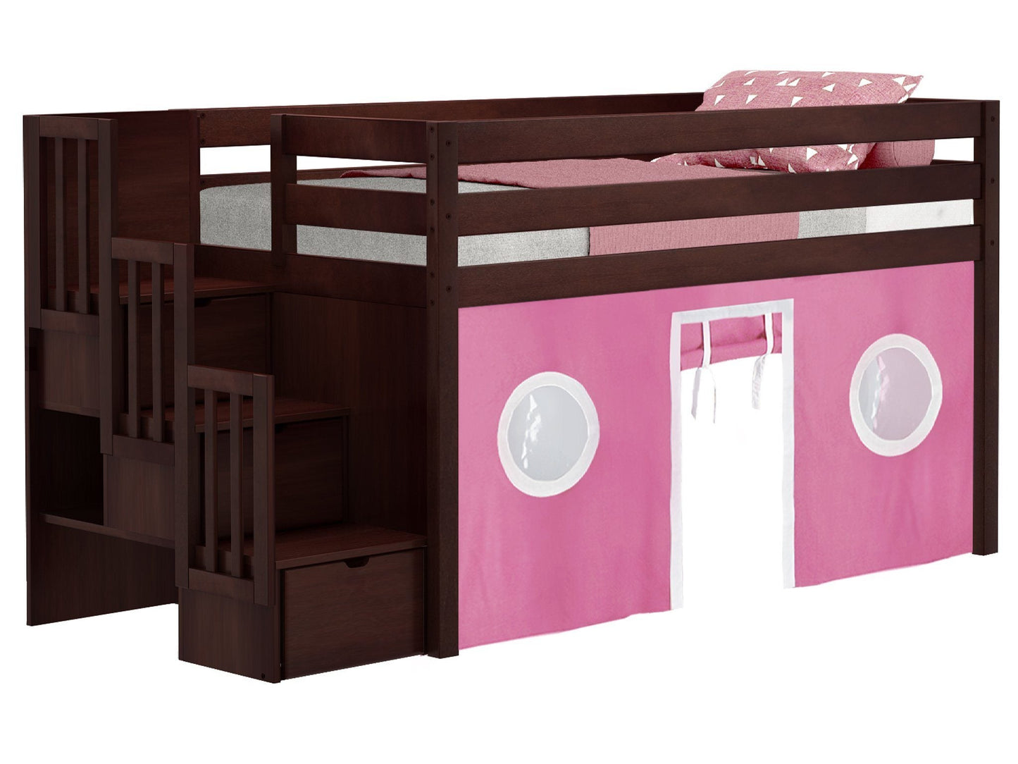 Stairway can be placed on the right or the left of the bed