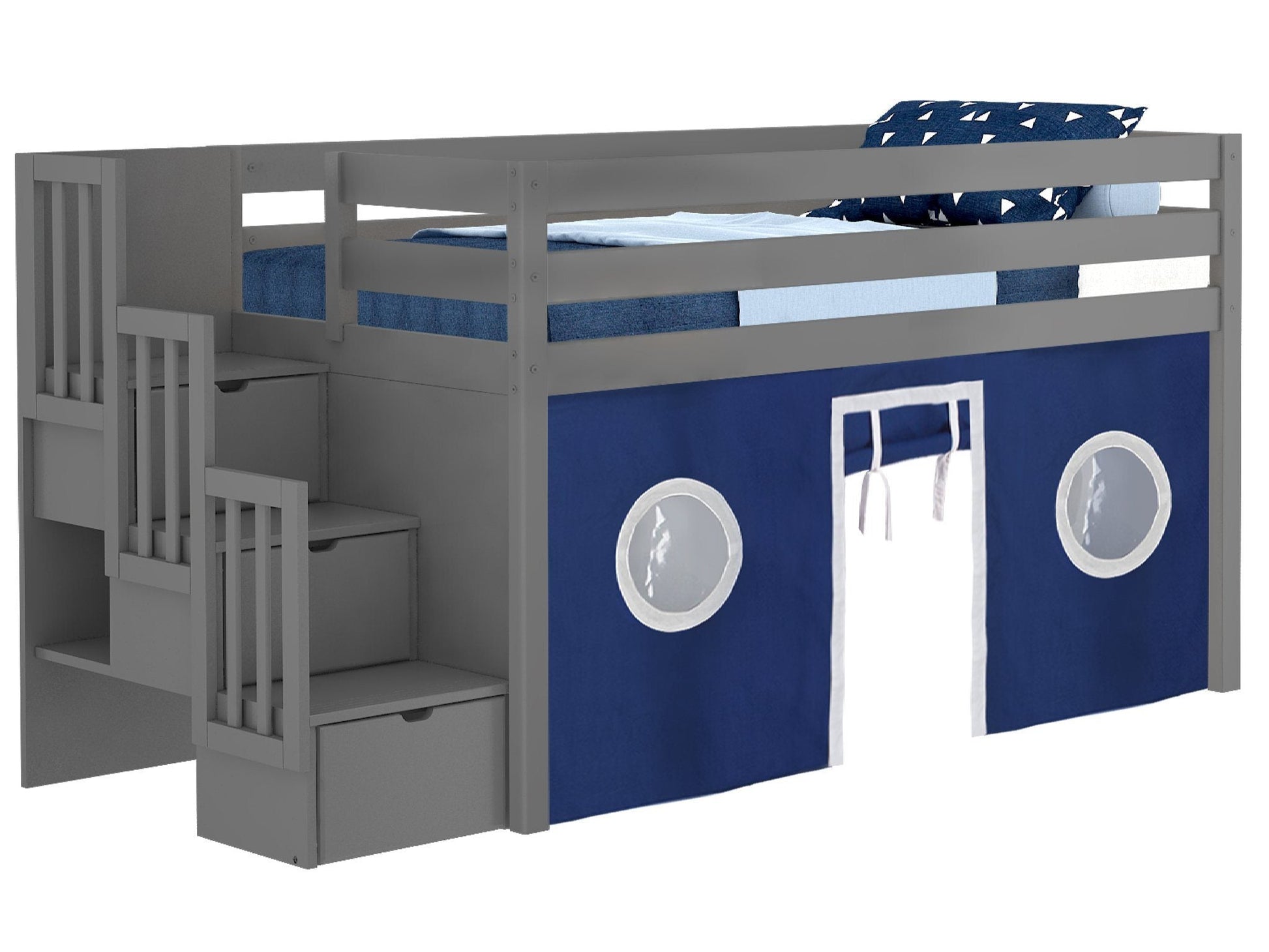 Stairway can be placed on the right or the left of the bed