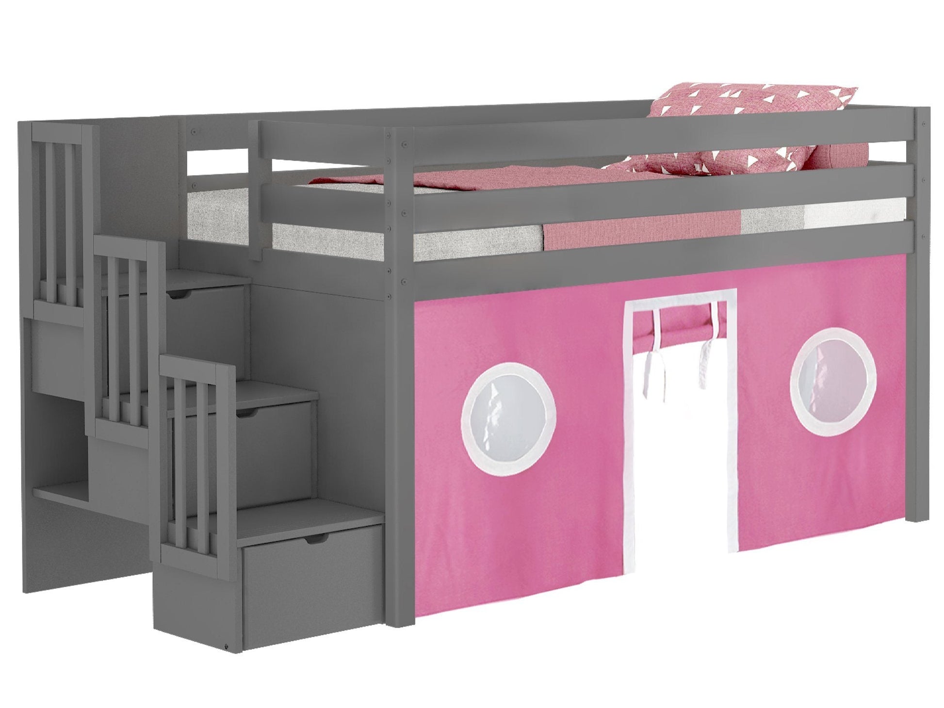 Stairway can be placed on the right or the left of the bed
